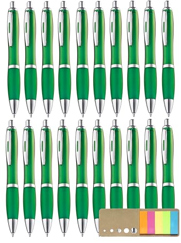 Libetui 20 Stück ergonomische Kugelschreiber grün Druckkugelschreiber Grün Kuli rutschfeste Griffzone Großraumine Blaue Mine grüne Kulis, mit Haftstreifen von Libetui