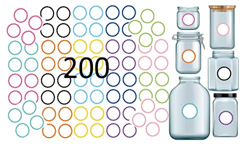 200 bunte selbstklebende Etiketten Aufkleber zum beschriften Gewürzetiketten beschriftbare Etiketten für Gläser, Dosen Geschenktüten Gewürze Marmelade Durchmesser 5cm, 10 Farben von Libetui