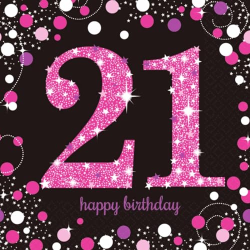 20er Pack Servietten 21. Geburtstag Party Servietten Papierservietten 21 Geburtstag Frau junge Frauen Papierservietten 21 Jahre, glitzernde Schwarz Pink, geöffnet 33x33cm 20er Pack Servietten 21. Geburtstag Party Servietten Papierservietten 21 Geburtstag Frau junge Frauen Papierservietten 21 Jahre, glitzernde Schwarz Pink, geöffnet 33x33cm von Libetui