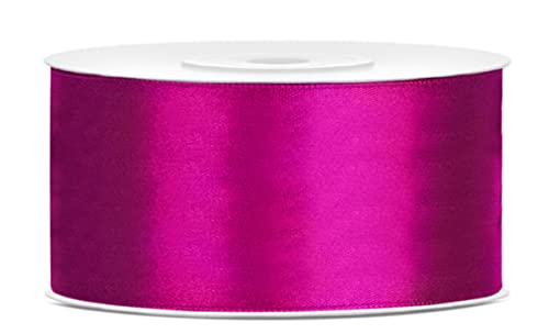 Satinband Schleifenband Satin Band Geschenkband Dekoband Stuhlband Hochzeit Stuhlschärpe Tischdeko Eröffnung Weihnachtsdeko Partydeko Band Schleife (Fuchsia, 38MM x 25M) von Libetui