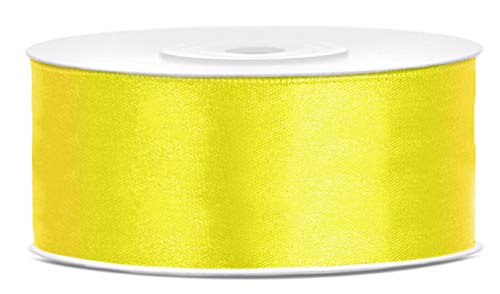 25 Meter Satinband Gelb Breite 38mm Schleifenband gelbes Dekoband Oster Geschenkband Deko Band gelbe Schleife Kommunion Satin Band Gelb von Libetui