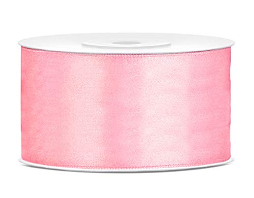 25 Meter Satinband Hellpink Band helles Pink Breite 38mm Schleifenband Satin Dekoband Geschenkband Deko Band Hochzeit Weihnachtsdeko Geschenkband helles Pink von Libetui