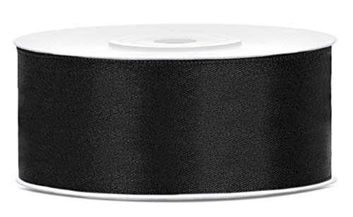 25 Meter Satinband Schwarz 38mm schwarzes Schleifenband Satin Dekoband Schwarz Geschenkband Deko Band Schwarz Deko Trauer Hochzeit Schleifenband Schwarz von Libetui