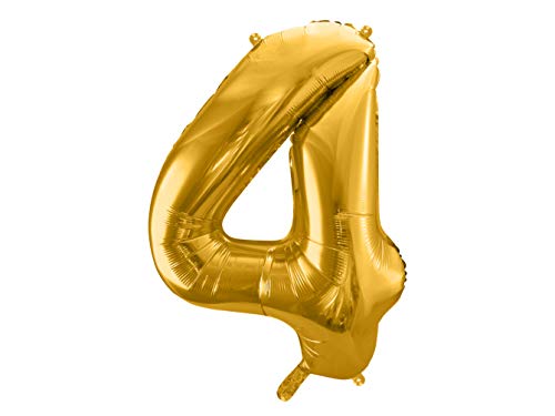 Luftballon 4. Geburtstag goldener Folienballon 4 XXL Größe 86-100cm 4. Geburtstag Deko Jubiläum 4 Jahre 4th Birthday Folienluftballon Zahl 4 Gold von Libetui