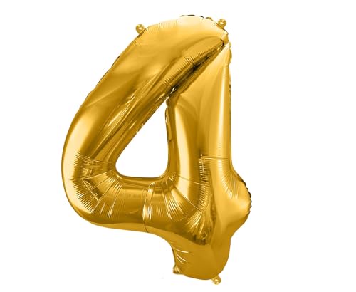 XXL Ballon 4 Folienballon 4. Geburtstag Gold Folienballon 4 Deko Geburtstag Junge Mädchen Kindergeburtstag 4 Gold von Libetui