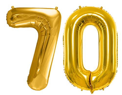 Hochwertiger XXL Folienballon 70 Geburtstag Ballon 70 Gold 100cm Dekoballon 70. Geburtstag Jubiläum 70 Jahre goldener Luftballon Zahl 70 von Libetui