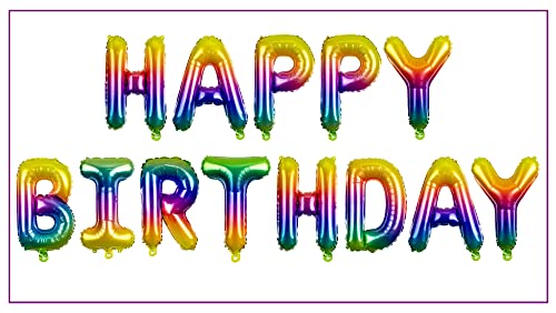 Buchstaben Girlande Happy Birthday Regenbogen Folienballon Deko Geburtstag Kinder Erwachsene Kindergeburtstag Bunte Partykette von Libetui