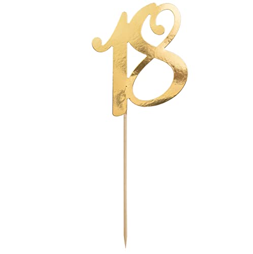 Cake Topper 18 Geburtstag Kuchenstecker 18 Made in EU Kuchendeko 18. Geburtstag Kuchenaufsatz 18 Deko Geburtstagstorte Topper Gold von Libetui