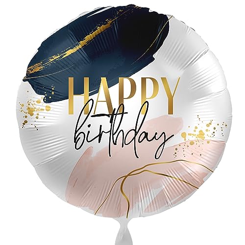 Eleganter Folienballon Happy Birthday Ballon Geburtstag Deko modern Luftballon Geburtstag, Helium geeignet, Made in EU & Germany von Libetui