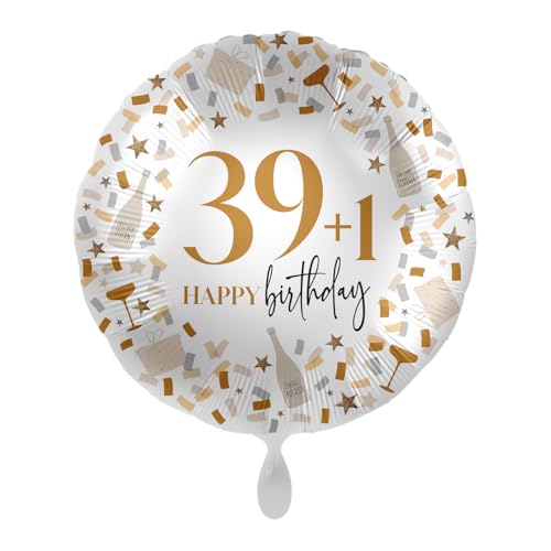 Folienballon 39+1 Happy Birthday Ein Jahr schöner Ballon 40 Mann Frau Geschenk Deko zum 40. Geburtstag Luftballon 40 Made in EU von Libetui