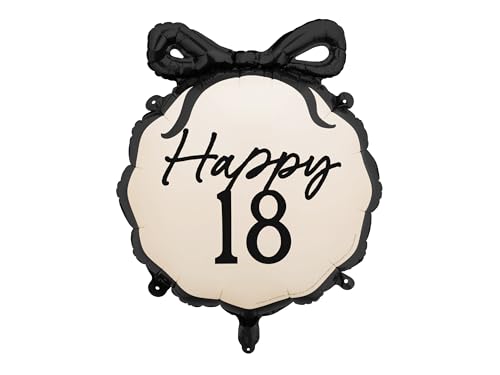 Folienballon Happy 18 Ballon 18. Geburtstag Luftballon Schwarz Creme junge Männer Frauen Geschenk Deko zum 18. Geburtstag, 55cm von Libetui