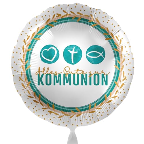 Folienballon Kommunion Alles Gute zur Kommunion Luftballon Erstkommunion Kinderkommunion Ballon Made in EU, Kommunionsfeier Helium geeignet von Libetui
