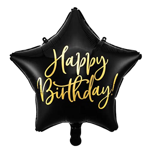 Libetui Folienballon Stern Happy Birthday Schwarzer Ballon Geburtstag PartyDeco Luftballon Geburtstag Ballon Stern Gold von Libetui