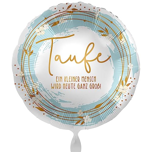 Folienballon Taufe 'Ein kleiner Mensch wird heute ganz groß' Deko Tauffeier Luftballon Taufe Junge Mädchen Dekoration Ballon baptize -Made in EU- ungefüllt, Helium geeignet von Libetui
