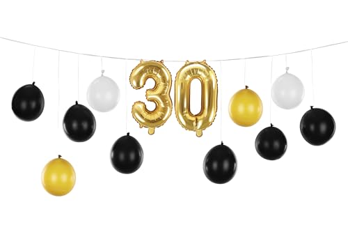 Girlande Ballon 30 Luftballons 30. Geburtstag Folienballon 30 Ballongirlande Zahl 30 Gold Deko Geburtstag 30 Mann Frau, Farben Gold Schwarz, Weiß, 3 DIY Varianten Girlande Ballon 30 Luftballons 30. Geburtstag Folienballon 30 Ballongirlande Zahl 30 Gold Deko Geburtstag 30 Mann Frau, Farben Gold Schwarz, Weiß, 3 DIY Varianten von Libetui