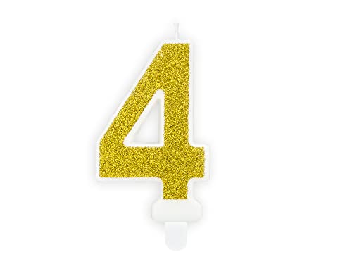 Kerze 4 Gold Geburtstagskerze 4 Zahlenkerze 4 Glitzer Kerze Mädchen Junge 4. Geburtstag Kuchendeko Geburtstagstorte von Libetui