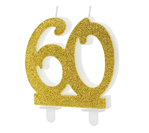 Kerze 60. Geburtstag Zahlenkerze 60 Gold Geburtstagskerze 60 Zahl 60 Deko 60. Geburtstag Torte Kuchen Topper Deko Geburtstag 60 Jahre Kerze 60 Gold von Libetui