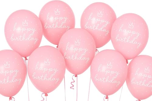 Libetui 10 Luftballons Happy Birthday Geburtstag Mädchen Frauen Pink Ballon Kindergeburtstag Deko Ballons 30cm Made in EU von Libetui