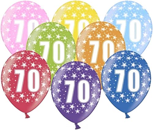 10er Pack kunterbunte Luftballons 70. Geburtstag Ballon 70 Geburtstag Mann Geburtstag Frau 70 Jahre Ballons Zahl 70, Made in EU Größe 32cm von Libetui