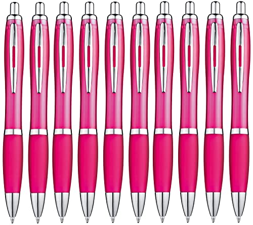Libetui 10 ergonomische Kugelschreiber Rosa Druckkugelschreiber pinke Kulis rutschfeste Griffzone Großraumine Büro Haushalt Praxis blauschreibend Kuli Pink von Libetui