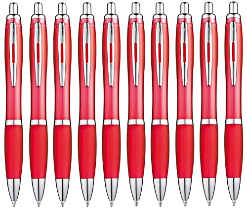 Libetui 10 ergonomische Kugelschreiber Rot rutschfeste Griffzone Großraumine Blau Kuli blauschreibend Rote Kulischreiber blaue Tinte von Libetui