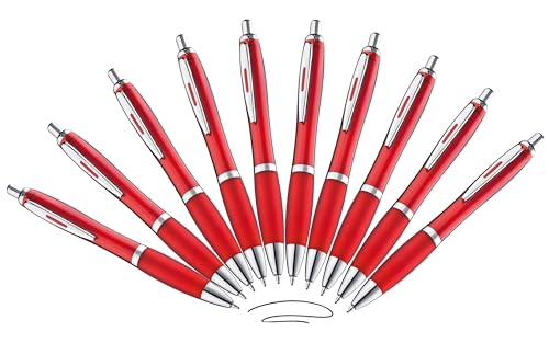 Libetui 10 ergonomische Kugelschreiber Rot rutschfeste Griffzone Großraumine Schwarz Kuli schwarzschreibend Rote Kulischreiber schwarze Tinte von Libetui