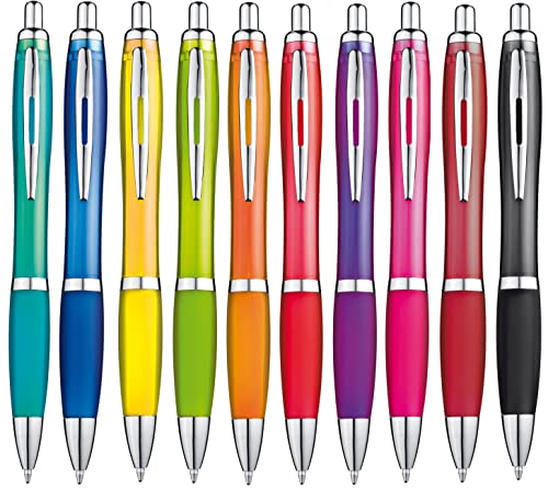 Libetui 10 ergonomische Kugelschreiber rutschfeste Griffzone Großraumine Gehäuse 10 Farben Druckkugelschreiber Mehrfarbig blauschreibend von Libetui