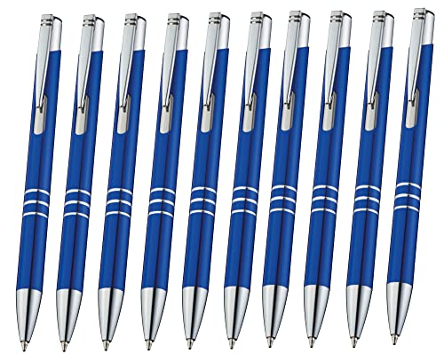 Libetui 10 hochwertige Metallkugelschreiber Kugelschreiber Metall Blau auswechselbare Großraummine Blau Kulischreiber Metall Blau von Libetui