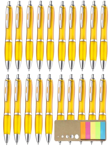 Libetui 20 ergonomische Kugelschreiber rutschfeste Griffzone Großraumine Blauschreibend Druckkugelschreiber Kuli Haushalt Büro Praxis Schule Gehäuse Gelb von Libetui