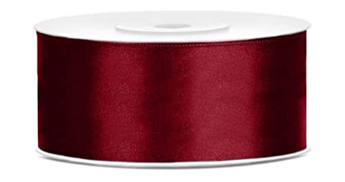 Libetui 25 Meter Satinband Dunkelrot 38mm Satinband bordeaux Schleifenband Dunkelrot Satin Dekoband Weinrot Geschenkband dunkelrote Deko Band Geschenkverpackung Band Weinrot von Libetui