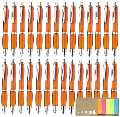 Libetui 50er Pack ergonomische Kugelschreiber orange rutschfeste Griffzone Druckkugelschreiber Orange Großraumine Blauschreibend Gehäuse Orange, mit Haftstreifen von Libetui