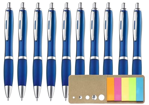 Libetui Pack 10 Stück ergonomische Kugelschreiber Blau blauschreibend rutschfeste Griffzone Großraumine Blau Kuli Haushalt Büro Praxis Schule Kulis Blau, mit Haftstreifen von Libetui