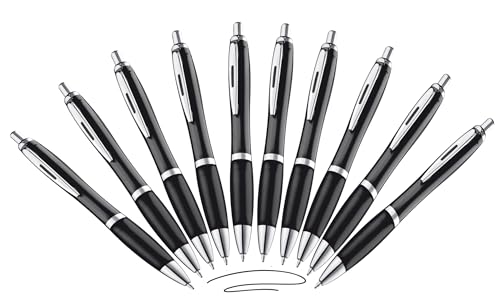 Libetui Set 10 Kugelschreiber ergonomische schwarze Kulli schwarze Tinte rutschfeste Griffzone Großraumine Schwarz Druckkugelschreiber schwarzschreibend Kulis 10er Schwarz von Libetui