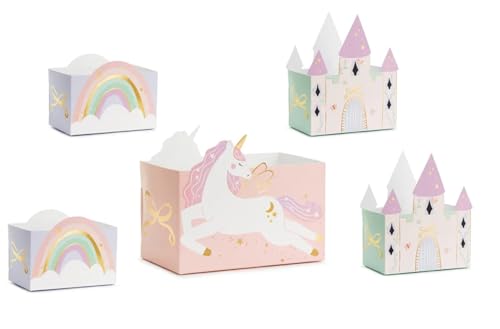 Libetui Set 6 Snackboxen Einhorn Märchen Schloss Regenbogen snack box Snackschale Pappe Party Geburtstag Mädchen Kinder von Libetui