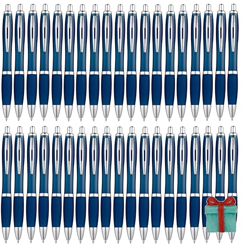 Libetui Set 52er ergonomische Kugelschreiber Marineblau Druckkugelschreiber Blaue Großraummine Kulis Büro Praxis Uni Haushalt Kuli Set 50 +2 Kugelschreiber Dunkelblau von Libetui