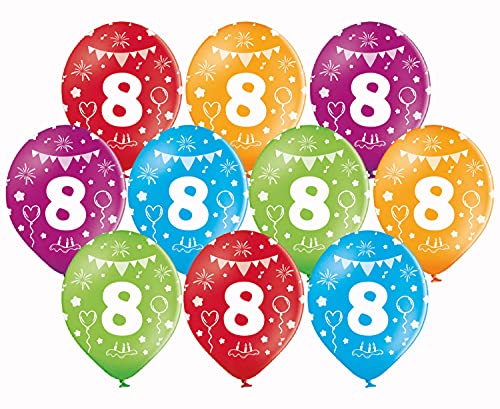 Set 10er bunte Luftballons 8 Geburtstag Pastell Ballon 8. Geburtstag Kindergeburtstag 8 Jahre Deko Ballons 8 Helium geeignet, Größe 32cm von Libetui