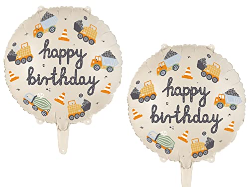Set 2 Stück Folienballon Baustelle Happy Birthday Fahrzeuge Ballon Geburtstag Junge Luftballons Kran Laster Ballons 35cm von Libetui