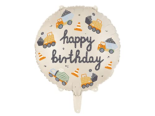 Set 2 Stück Folienballon Happy Birthday Fahrzeuge Ballon Geburtstag Junge Luftballons Kran Laster Ballons 45cm von Libetui