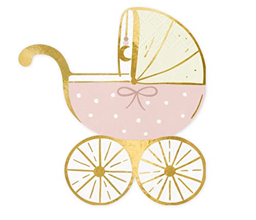 Set 20 Servietten Kinderwagen Babyparty Geburt Geburtstag Party niedliche Servietten Pink Gold Kinderwagen Form Deko Geburtstag Babydusche Baby Shower von Libetui