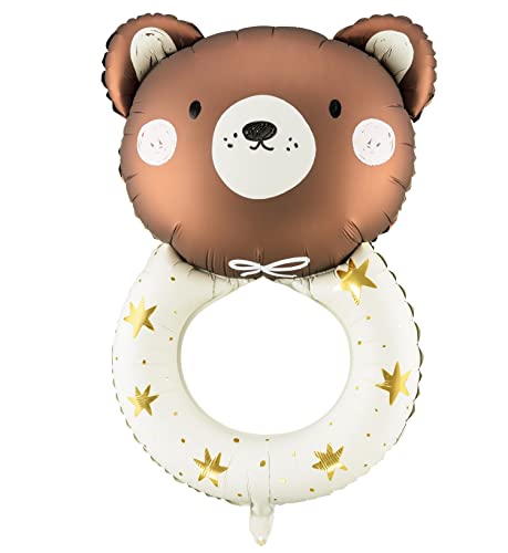 Libetui Süßer Folienballon Baby Bär XL groß Ballon Deko Babyparty Geburt Baby Junge Mädchen Shower Party Luftballon mit Trinkhalm von Libetui