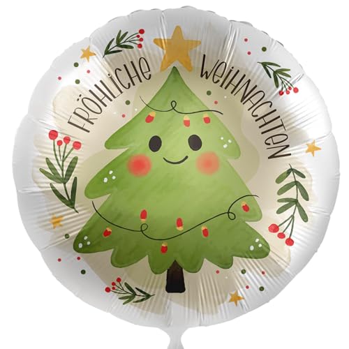 Süßer Folienballon Fröhliche Weihnachten Ballon Tannenbaum Deko Weihnachtsfeier Weihnachtsparty Advent Luftballon Made in EU, Geschenk zu Weihnachten von Libetui