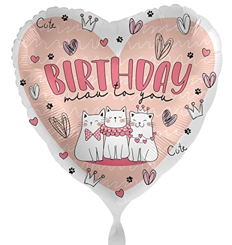 Süßer Folienballon Katze Miau Happy Birthday Katzengeburtstag Luftballon Katzen Geburtstag Kinder Erwachsene Geburtstag Katzenliebhaber Katzenluftballon von Libetui