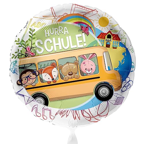 Süßer Folienballon zum Schulanfang 'Hurra Schule' Schulbus Ballon Schulstart Schulbeginn Geschenk Schulkind zur Einschulung Luftballon - Helium geeignet Süßer Folienballon zum Schulanfang 'Hurra Schule' Schulbus Ballon Schulstart Schulbeginn Geschenk Schulkind zur Einschulung Luftballon - Helium geeignet von Libetui