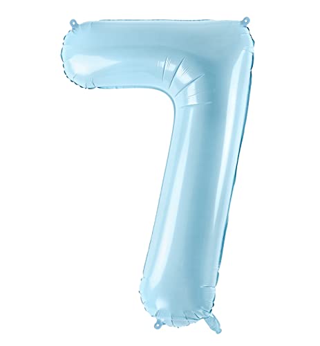 Hochwertiger XXL Folienballon 7. Geburtstag Hellblau Ballon 7 Geburtstag Größe 100cm Deko Jubiläum 7 Jahre Kindergeburtstag Luftballon 7 Blau von Libetui