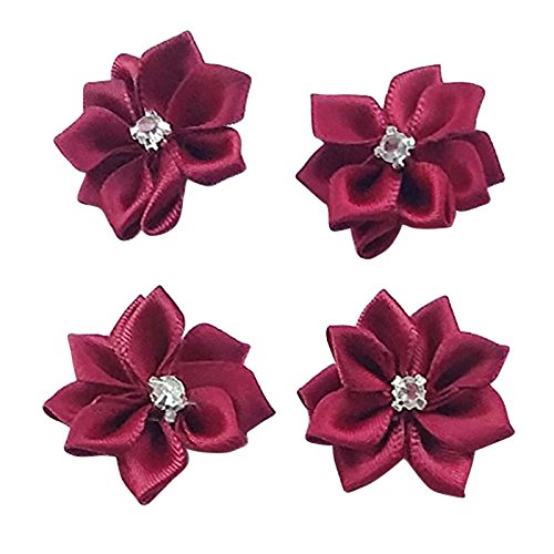 DANDAN DIY Upick Satinband Blumen Schleifen Rose mit Strassapplikationen, mehr als 26 Farben, 40 Stück von Libiline