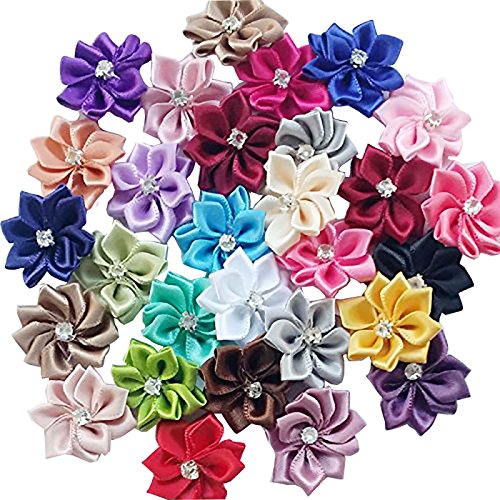 Zhanyue Satinschleife zur Verzierung Upick, mehr als 26 Farben, 40 Stück, Satinband, Blumen, Schleifen, Rosen, mit Strass-Applikationen, zum Basteln Zhanyue Satinschleife zur Verzierung Upick, mehr als 26 Farben, 40 Stück, Satinband, Blumen, Schleifen, Rosen, mit Strass-Applikationen, zum Basteln von Libiline