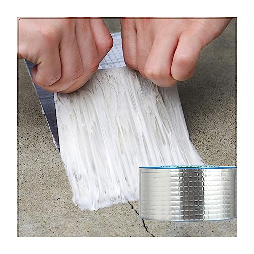 Lichi Starkes selbstklebendes wasserdichtes Aluminiumfolien Klebeband Tape, Butylkautschuk, blinkendes Klebeband zur Reparatur für Dachleckage, Oberflächenriss, Fensterbankspalt, Rohrbruch, 5cm x 5M von Lichi