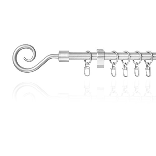 Lichtblick Gardinenstange Kringel, 16 mm, ausziehbar, 1 läufig, 130-240 cm Länge, inklusive Wandhalter und Ringe mit Faltenleghaken Silber Lichtblick Gardinenstange Kringel, 16 mm, ausziehbar, 1 läufig, 130-240 cm Länge, inklusive Wandhalter und Ringe mit Faltenleghaken Silber von Lichtblick