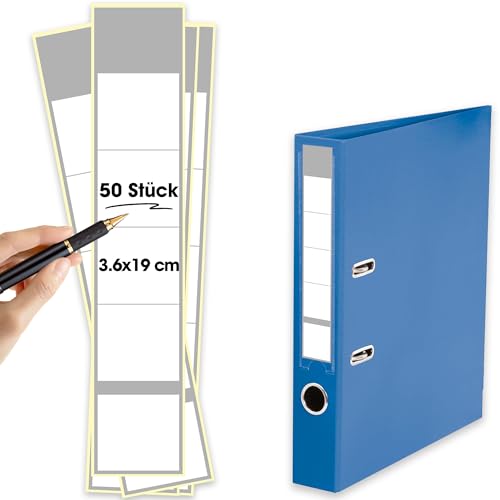 50 Stück Ordnerrücken-Etiketten Selbstklebend Breit 3.6 x 19cm für 5 cm Breite Aktenordner - Büro-Organisation (Grau) von Lichtfroh