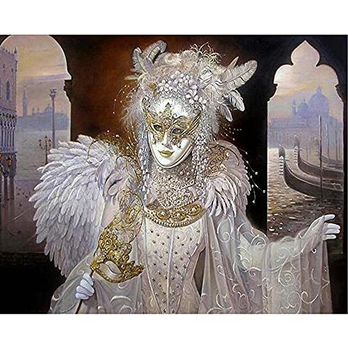 Licnay Diamond Painting Maske Frau DIY 5D Full Kit Kreuzstich Full Diamond Kunsthandwerk Strass Stickerei Große Größe Geschenk Mosaik Dekoration,Runder Bohrer,30x40cm von Licnay